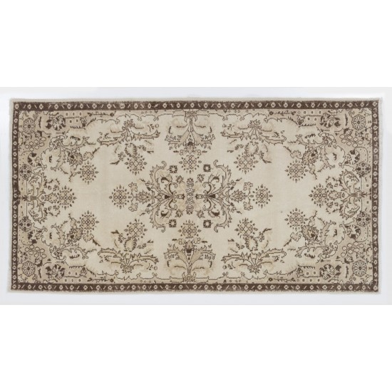 Floral Garden Design Hand-knotted Vintage Turkish Area Rug in Neutral Colors Floral Garden Design Hand-knotted Vintage Turkish Area Rug in Neutral Colors