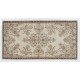 Floral Garden Design Hand-knotted Vintage Turkish Area Rug in Neutral Colors