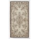 Floral Garden Design Hand-knotted Vintage Turkish Area Rug in Neutral Colors