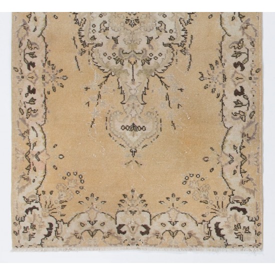 Fine Hand-Knotted Vintage Rug with Medallion Design in Neutral Tones.