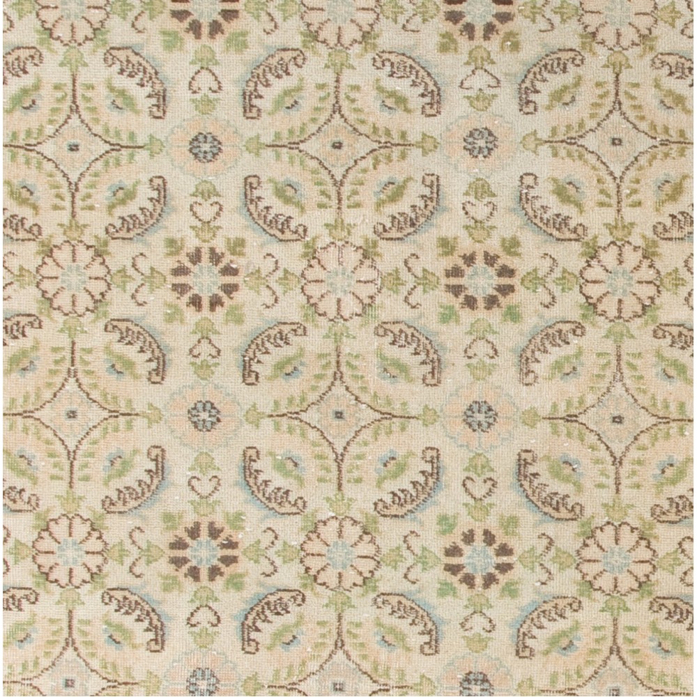Handmade Vintage Turkish Oushak Rug with Floral Design