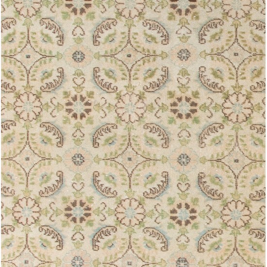 Handmade Vintage Turkish Oushak Rug with Floral Design