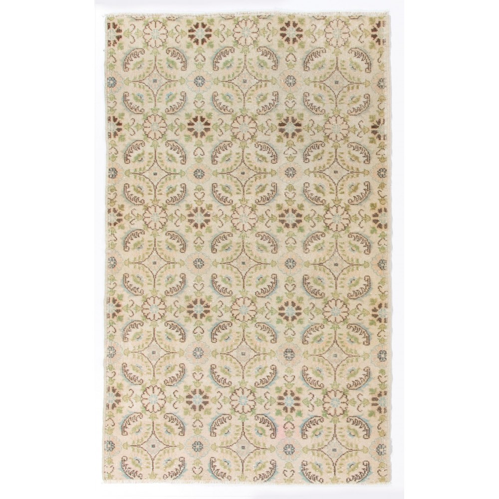 Handmade Vintage Turkish Oushak Rug with Floral Design