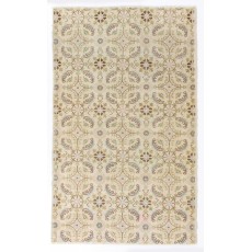 Vintage Turkish Area Rug, Beige Hand-Knotted Neutral Muted Wool Carpet