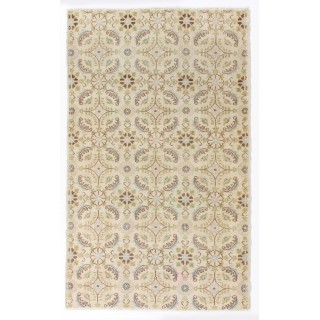 Vintage Turkish Area Rug, Beige Hand-Knotted Neutral Muted Wool Carpet