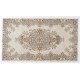 Hand-knotted Vintage Medallion Design Wool Turkish Area Rug in Neutral Colors