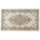 Hand-knotted Vintage Medallion Design Wool Turkish Area Rug in Neutral Colors