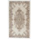 Hand-knotted Vintage Medallion Design Wool Turkish Area Rug in Neutral Colors