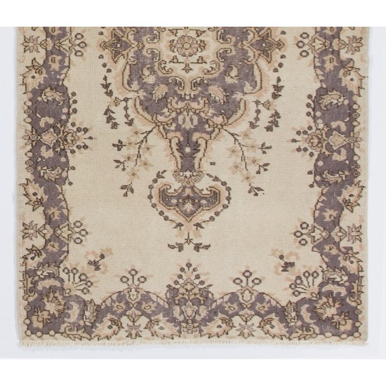 Vintage Anatolian Oushak Area Rug in Neutral Colors. Hand-Knotted Carpet, Woolen Floor Covering