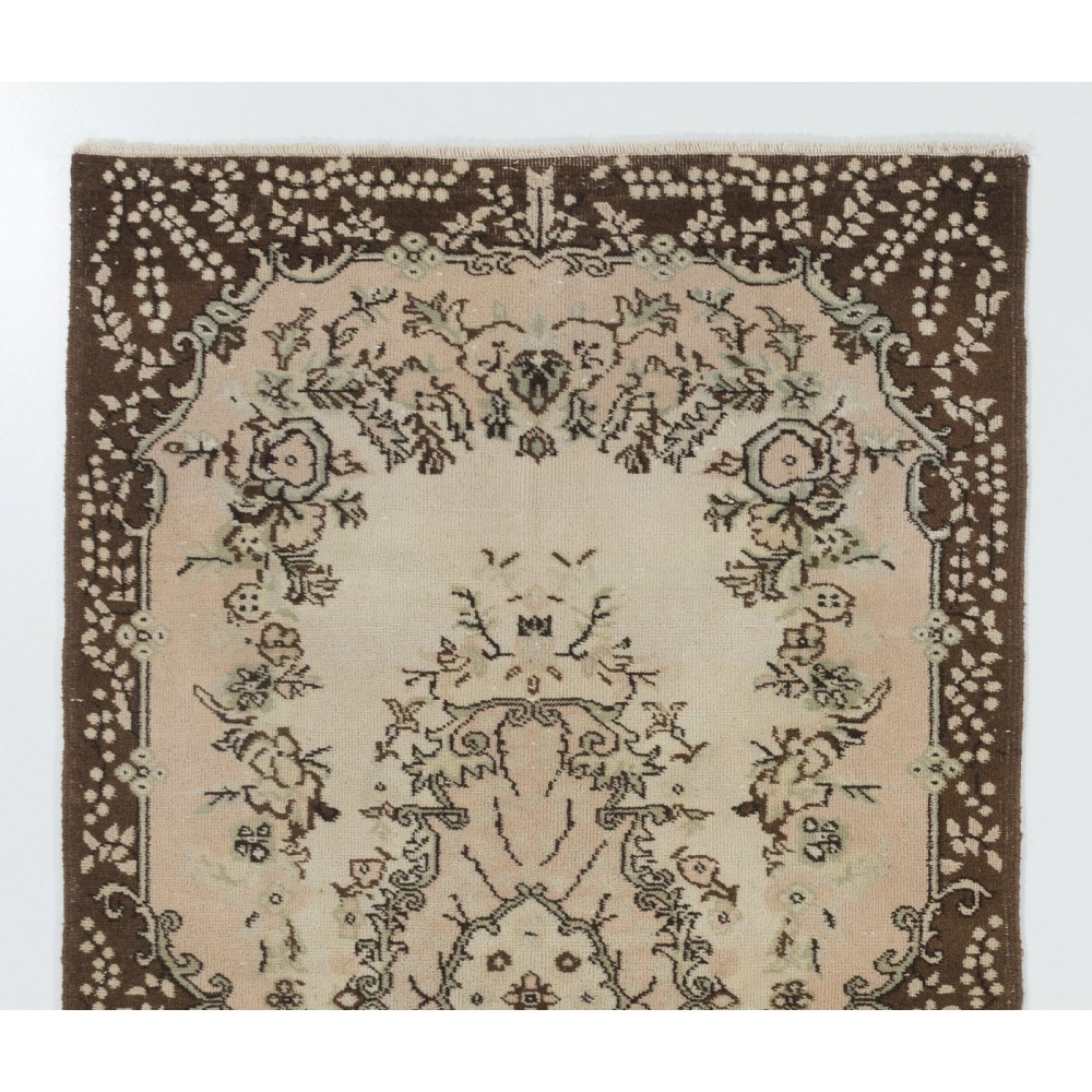 Handmade Floral Garden Design Anatolian Rug, ca 1960