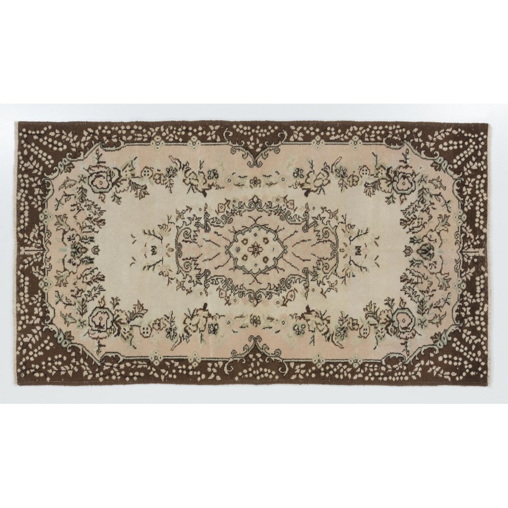 Handmade Floral Garden Design Anatolian Rug, ca 1960
