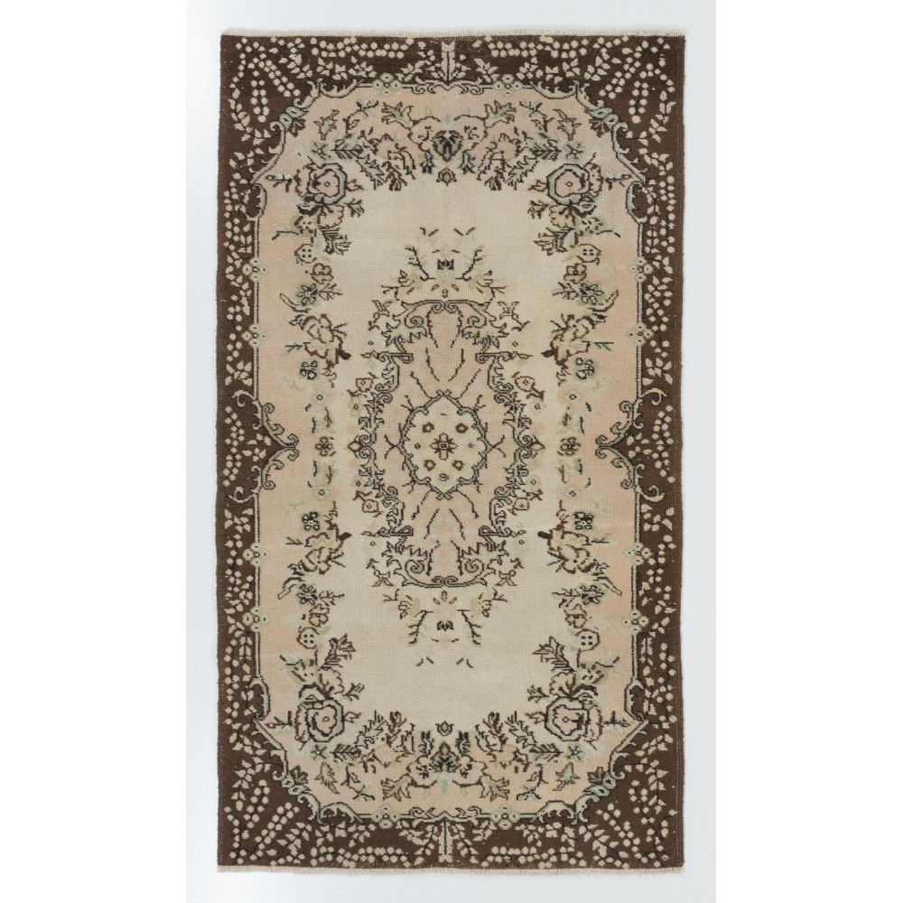 Handmade Floral Garden Design Anatolian Rug, ca 1960