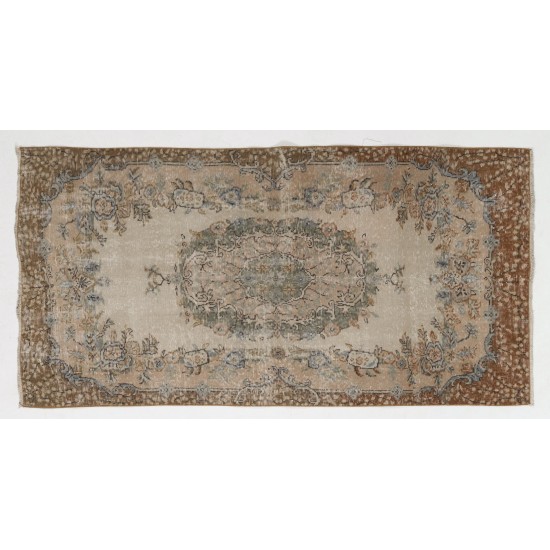 Antique Washed Vintage Turkish Oushak Rug. Wool Carpet. Floor Covering