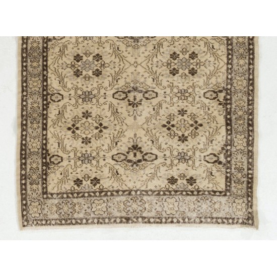 Vintage Handmade Anatolian Rug with All-Over Floral Design. Woolen Floor Covering