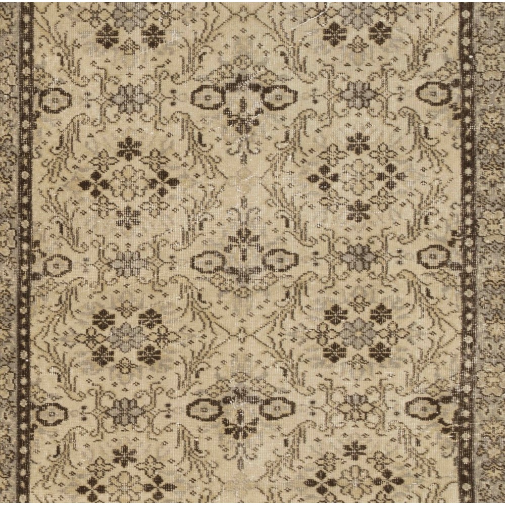 Vintage Handmade Anatolian Rug with All-Over Floral Design. Woolen Floor Covering
