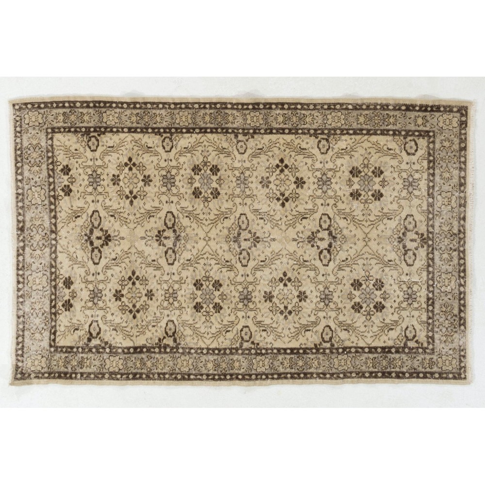 Vintage Handmade Anatolian Rug with All-Over Floral Design. Woolen Floor Covering