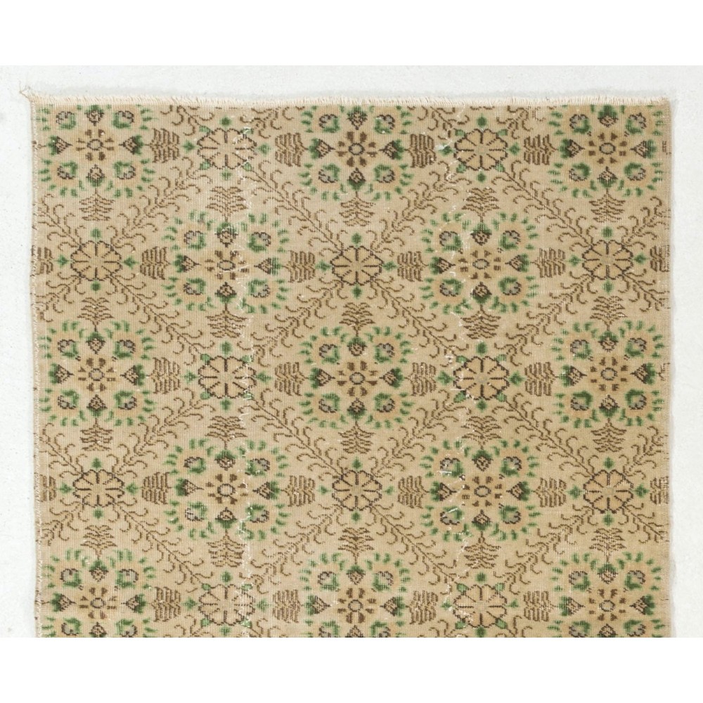 Hand-knotted Vintage Anatolian Rug with All-Over Floral Design. Wool Carpet, Floor Covering
