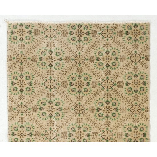 Hand-knotted Vintage Anatolian Rug with All-Over Floral Design. Wool Carpet, Floor Covering Hand-knotted Vintage Anatolian Rug with All-Over Floral Design. Wool Carpet, Floor Covering