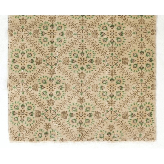 Hand-knotted Vintage Anatolian Rug with All-Over Floral Design. Wool Carpet, Floor Covering Hand-knotted Vintage Anatolian Rug with All-Over Floral Design. Wool Carpet, Floor Covering