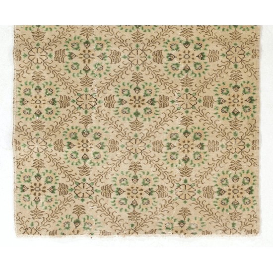 Hand-knotted Vintage Anatolian Rug with All-Over Floral Design. Wool Carpet, Floor Covering