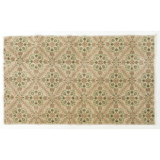 Hand-knotted Vintage Anatolian Rug with All-Over Floral Design. Wool Carpet, Floor Covering Hand-knotted Vintage Anatolian Rug with All-Over Floral Design. Wool Carpet, Floor Covering