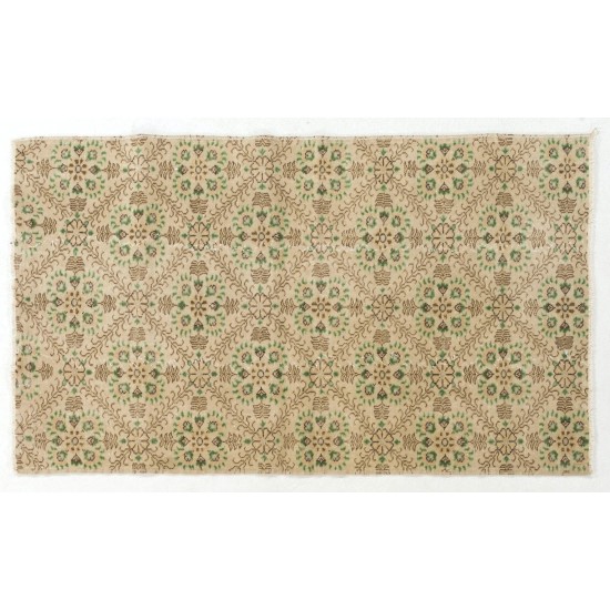 Hand-knotted Vintage Anatolian Rug with All-Over Floral Design. Wool Carpet, Floor Covering