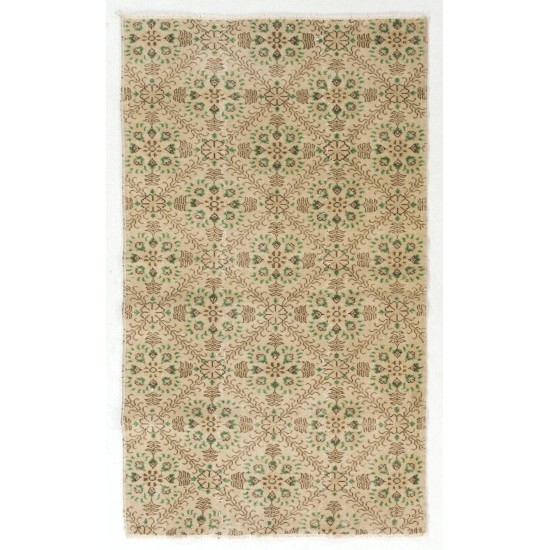 Hand-knotted Vintage Anatolian Rug with All-Over Floral Design. Wool Carpet, Floor Covering Hand-knotted Vintage Anatolian Rug with All-Over Floral Design. Wool Carpet, Floor Covering