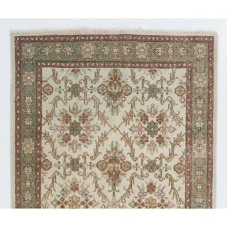 Vintage Handmade Turkish Accent Rug with All-Over Floral Lattice. Sage Green & Beige Colors Vintage Handmade Turkish Accent Rug with All-Over Floral Lattice. Sage Green & Beige Colors