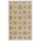 Vintage Turkish Deco Wool Rug, Handmade Floral Patterned Small Carpet