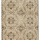Distressed Vintage Floral Design Handmade Central Anatolian Rug in Neutral Colors. Woolen Floor Covering