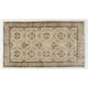 Distressed Vintage Floral Design Handmade Central Anatolian Rug in Neutral Colors. Woolen Floor Covering