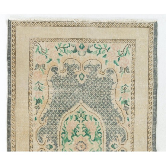 Hand-Knotted Central Anatolian Rug in Soft Colors. One-of-a-Kind Vintage Oushak Carpet