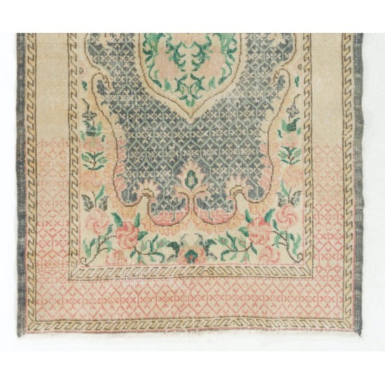 Hand-Knotted Central Anatolian Rug in Soft Colors. One-of-a-Kind Vintage Oushak Carpet