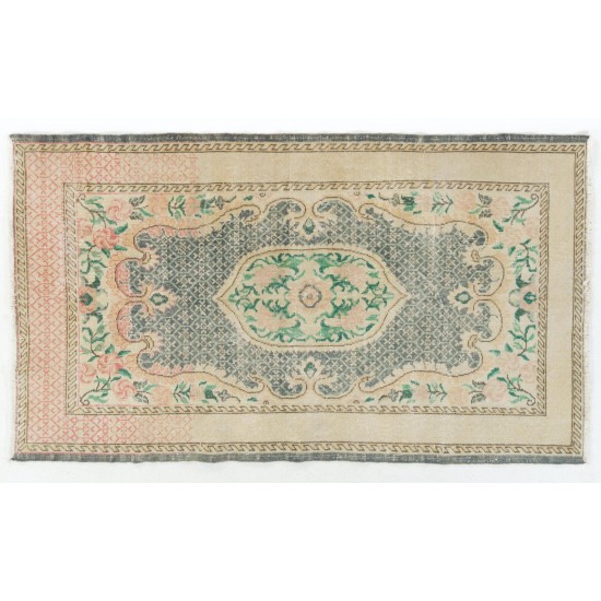 Hand-Knotted Central Anatolian Rug in Soft Colors. One-of-a-Kind Vintage Oushak Carpet Hand-Knotted Central Anatolian Rug in Soft Colors. One-of-a-Kind Vintage Oushak Carpet