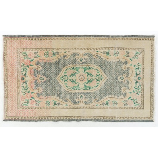 Hand-Knotted Central Anatolian Rug in Soft Colors. One-of-a-Kind Vintage Oushak Carpet