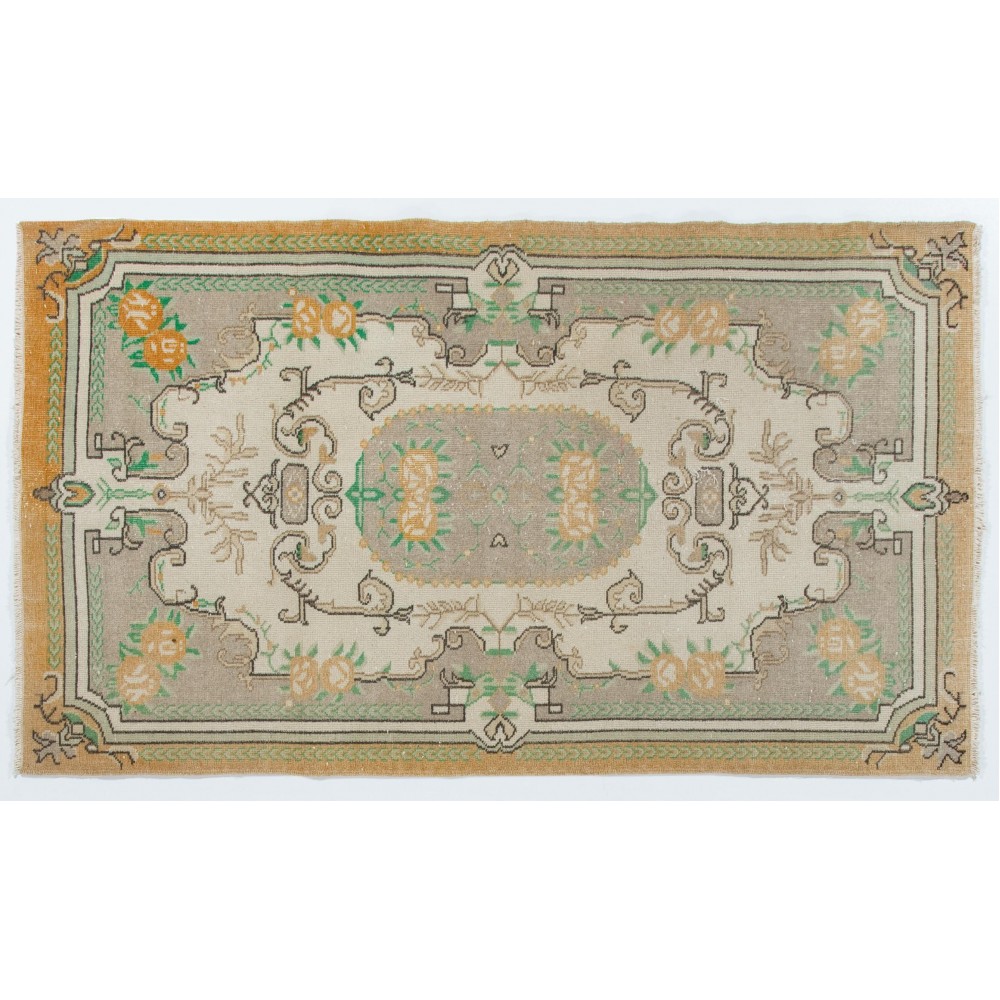 One-of-a-Kind Hand-Knotted Vintage Floral Design Rug