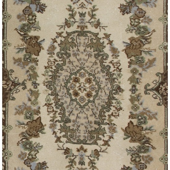 Hand-Knotted Vintage Turkish Oushak Rug