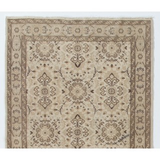 Vintage Floral Design Handmade Turkish Rug in Neutral Colors. Woolen Floor Covering Vintage Floral Design Handmade Turkish Rug in Neutral Colors. Woolen Floor Covering