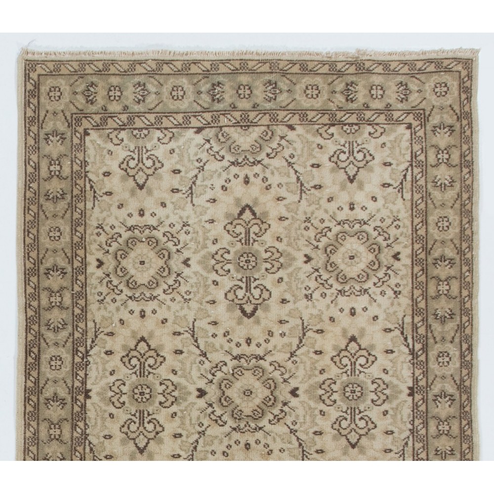 Handmade Vintage Turkish Oushak Rug with Floral Design