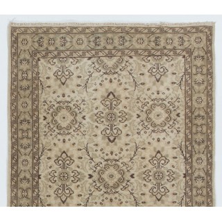 Vintage Hand-knotted Floral Design Beige Turkish Wool Area Rug for Rustic, Country & Farmhouse Decor Vintage Hand-knotted Floral Design Beige Turkish Wool Area Rug for Rustic, Country & Farmhouse Decor