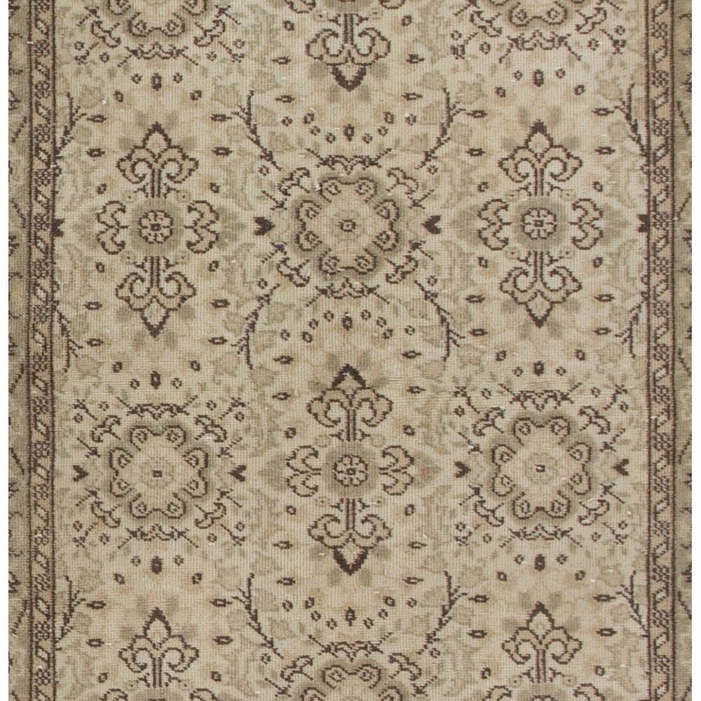 Handmade Vintage Turkish Oushak Rug with Floral Design