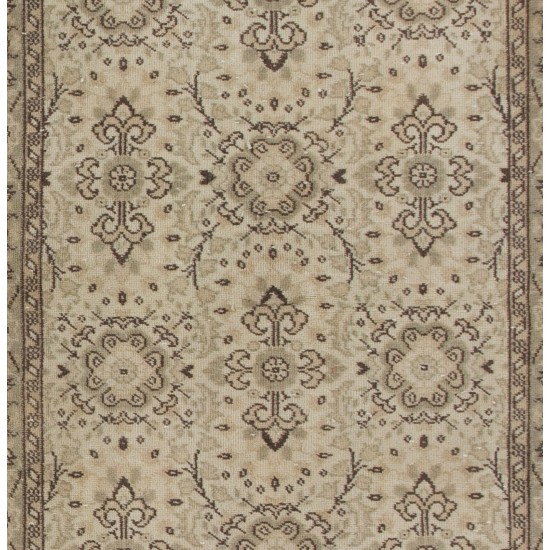 Mid-Century Vintage Turkish Oushak Rug with Floral Design