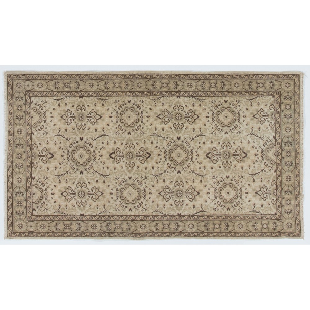 Handmade Vintage Turkish Oushak Rug with Floral Design