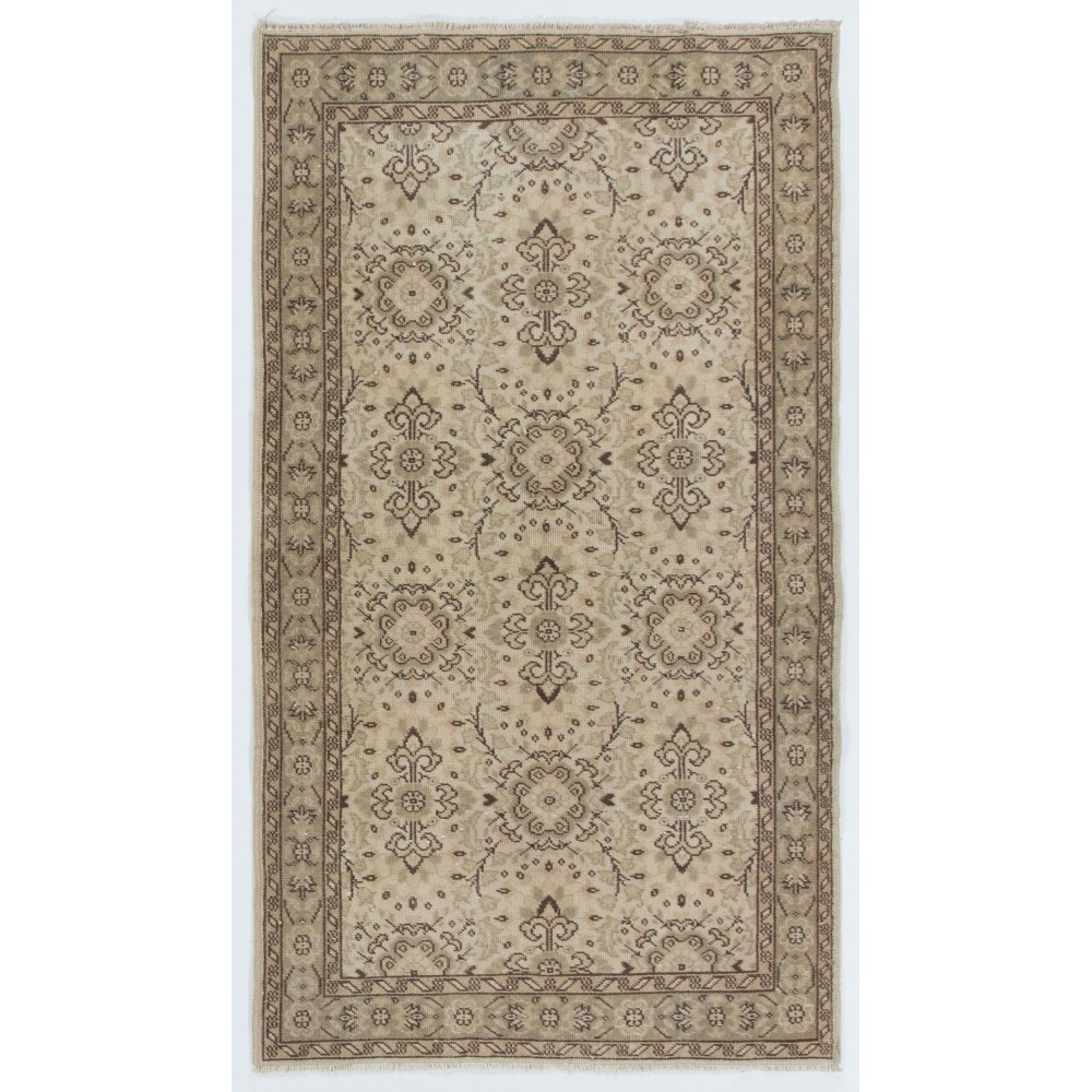 Handmade Vintage Turkish Oushak Rug with Floral Design