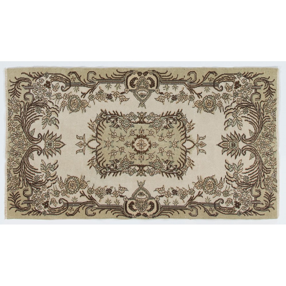 Vintage Anatolian Oushak Area Rug. Hand Knotted Carpet, Floor Covering