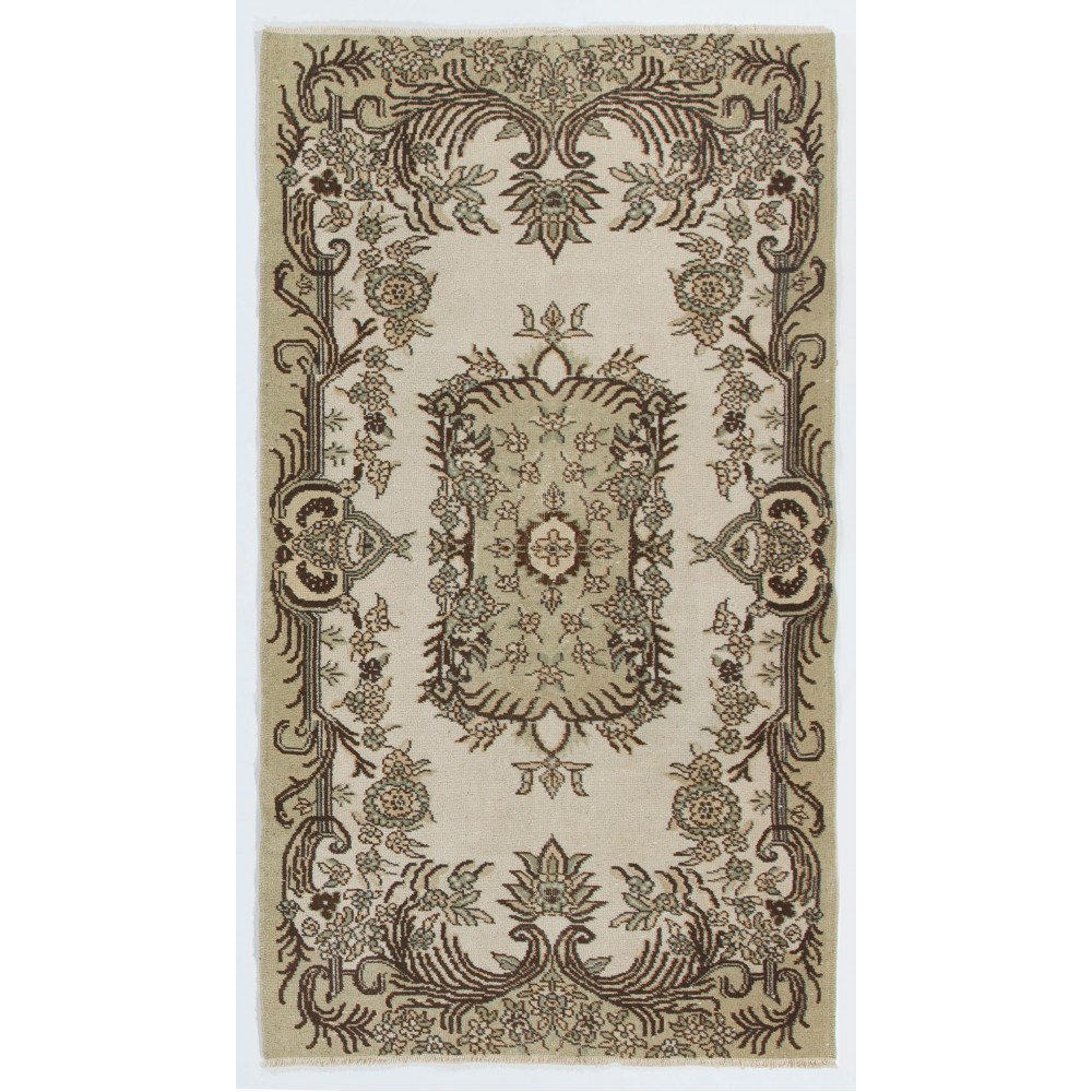 Vintage Anatolian Oushak Area Rug. Hand Knotted Carpet, Floor Covering
