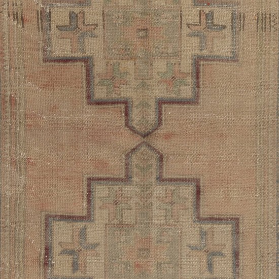 Nice Handmade Vintage Turkish Wool Rug in Soft Colors with Tribal Style Nice Handmade Vintage Turkish Wool Rug in Soft Colors with Tribal Style