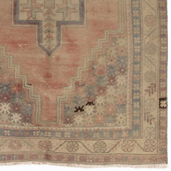 Nice Handmade Vintage Turkish Wool Rug in Soft Colors with Tribal Style Nice Handmade Vintage Turkish Wool Rug in Soft Colors with Tribal Style