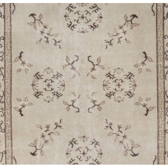 Art Deco Chinese Design Wool Rug in Beige, Brown, Taupe Colors, circa 1960 Art Deco Chinese Design Wool Rug in Beige, Brown, Taupe Colors, circa 1960