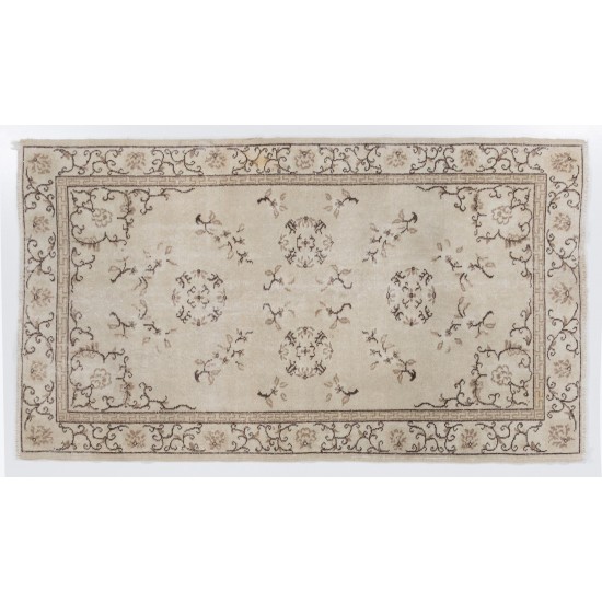 Art Deco Chinese Design Wool Rug in Beige, Brown, Taupe Colors, circa 1960 Art Deco Chinese Design Wool Rug in Beige, Brown, Taupe Colors, circa 1960